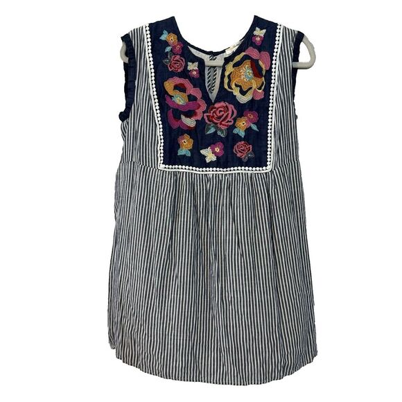 Andree Dresses & Skirts - Andree by Unit Dress Womens Size L Sheath Flowy Rayon Rayon Striped Embroidered